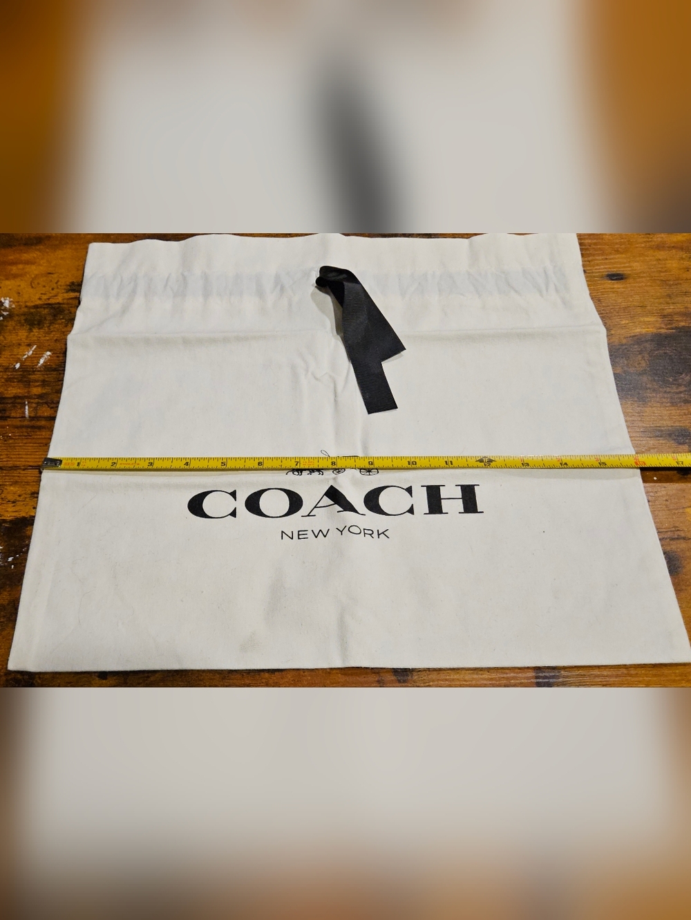 NEW RARE Coach Large White Dust Bag Black Ribbon Drawstring Handbag Storage - Picture 12 of 12